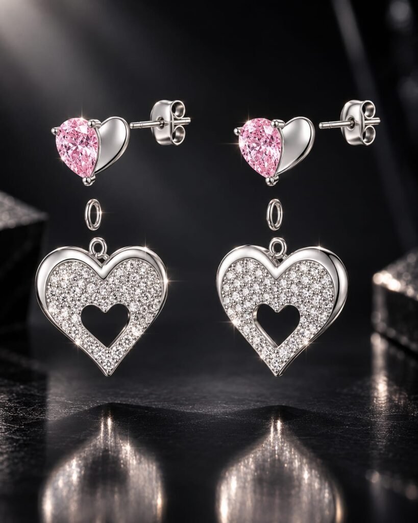 Boucles Cœur Rose — Silver