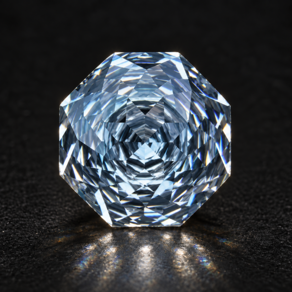 Moissanite Flower Cut — Grey Blue — 2,5 ct