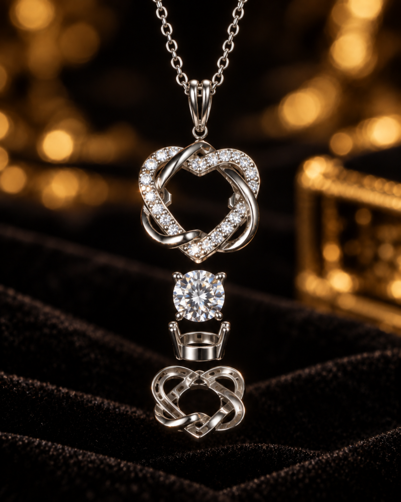 Pendentif Double Cœur DR — Silver