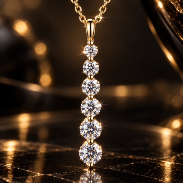 Pendentif Ligne Cinq Pierres — Gold