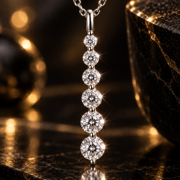 Pendentif Ligne Cinq Pierres — Silver